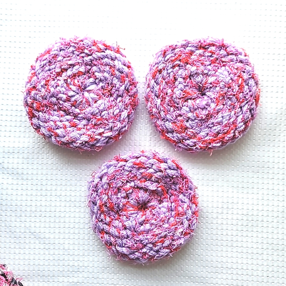 Eco-Friendly Vegetable All Purpose Scrubby Sponge Set of 3 Pink Purple